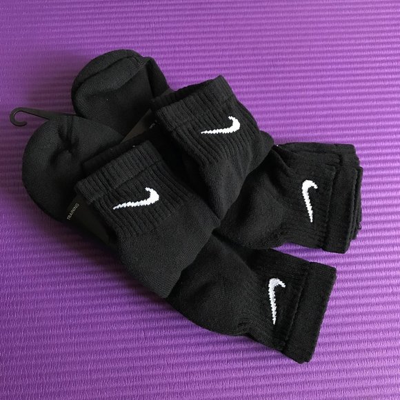 6 Pairs Nike Everyday Cotton Cushion Men 8-12 Large Ankle Socks Black DRI-FIT - Picture 3 of 5